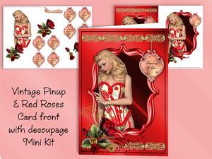 Vintage Pinup and Red Roses Mini Kit