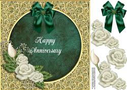 Emerald Anniversary 8x8 Card Topper with Decoupage