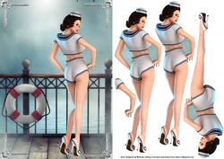 1950's Vintage Sailor Calendar Girl Card Front
