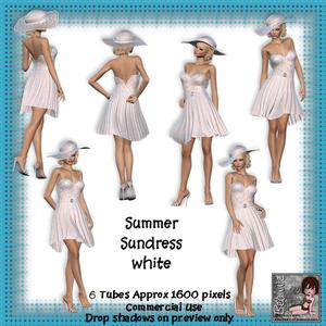 6 Ladies Summer Dress White Poser Tubes