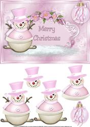 Snowman and Flowers Cad Front