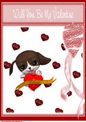 Will You Be My Valentine Pup A4 Card