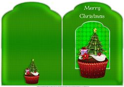 Christmas Tree Cupcake Scalloped Top Quick Card