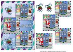 Santa Dr Who and Candy Cane Three Square Quick Card