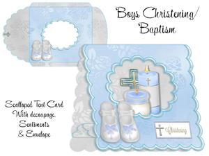 Boys Christening or Baptism Scalloped Tent Card Kit