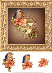 Christmas Robin 8x8 Card with Decoupage