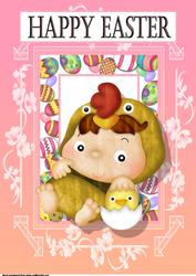 Cute Easter Kid Chick A4 Card