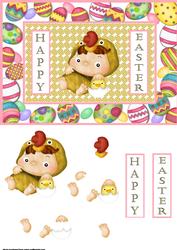 Cute Easter Kid Chick Card Front