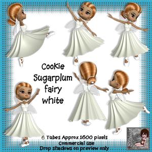 6 Cookie Sugarplum Fairy Ballet Dancer in White Poser Tubes