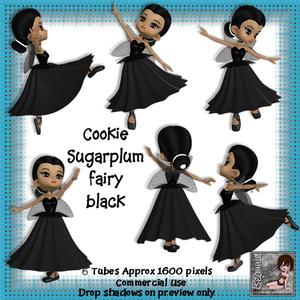 6 Cookie Sugarplum Fairy Ballet Dancer in Black Poser Tubes