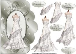 Lace Wedding Dress Scallope Edge Curve Card