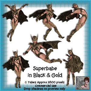 6 Superbabe in Black & Gold Poser Tubes