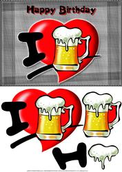 I Love Beer Card Front with Decoupage