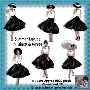6 Summer Ladies in Black & White Poser Tubes