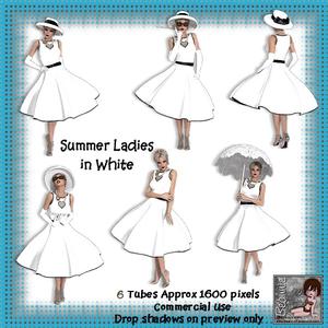 6 Summer Ladies in White Poser Tubes