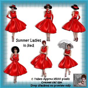 6 Summer Ladies in Red Poser Tubes