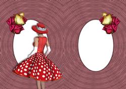 Lady in Red with Roses Insert