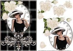 Film Noir Card Front with White Roses