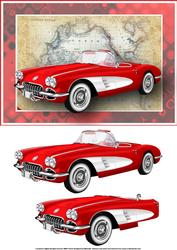 Red Vintage Sports Car Card Front