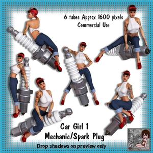 6 Car Girl Mechanic-spark Plug Poser Tubes 1