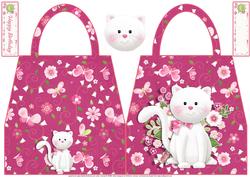 White Cat Handbag Shaped Card