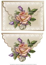 Pretty Roses Scalloped Edge Faux Envelope Card