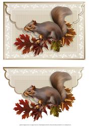 Squirrel Scalloped Edge Faux Envelope Card
