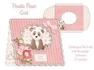 Panda Paws Girl (multi-use) Scalloped Tent Card Kit
