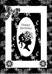 A4 Monochrome Cameo Lady Card 1