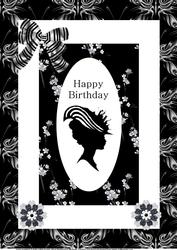 A4 Monochrome Cameo Lady Card 3
