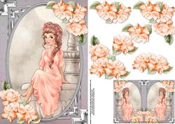 Lady Sat on a Fountain Card Front with Gift Tag