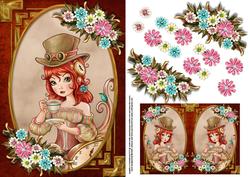 Time for Tea Steampunk Card Front with Gift Tag