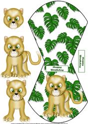 Cute Lion Childrens Birthday Wobble Card