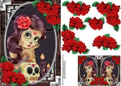 Sugar Skulls Card Front with Roses