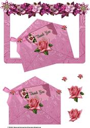 Thank You Roses Envelope Card Front with Decoupage