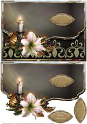 Christmas Candle, Lily and Bauble Fancy Edge Faux Envelope
