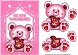 Hug Me Bear Pink Card Front