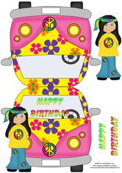 Birthday Girl Vw Camper Van Shaped Card