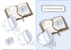 Boys Christening Card Front with Decoupage