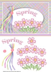 Pink Spring Flowers Card Front with Decoupage