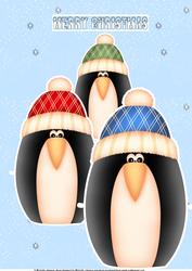 A4 Christmas a Trio of Penguins Card