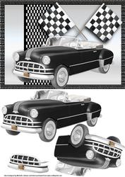 Black Vintage Car Card Front