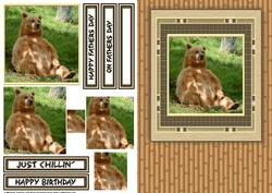 Just Chillin' Brown Bear Card Front with Pyramage
