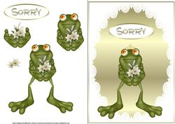 Sorry Frog Card Front with Decoupage
