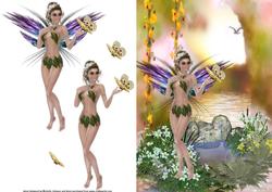 Butterflay Fairy Scene Card Front with Decoupage