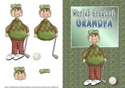 Grandpa Golfing Card Front with Decoupage