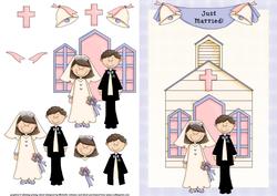 Just Married Card Front with Decoupage