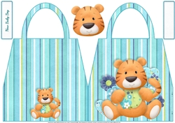 Tiger New Baby Boy Handbag Shaped Card