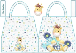 Giraffe New Baby Boy Handbag Shaped Card