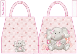 Elephant New Baby Girl Handbag Shaped Card